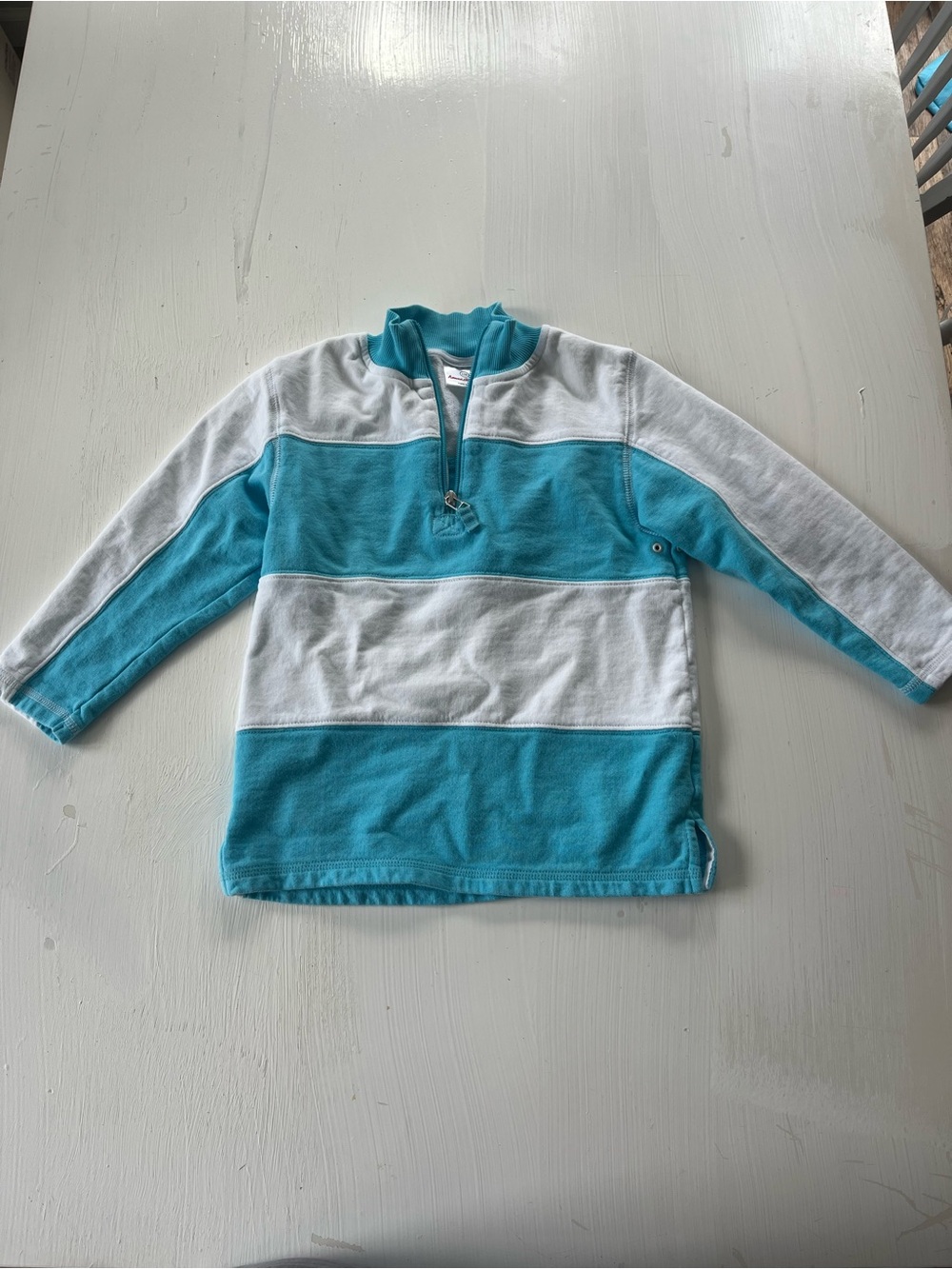 Hanna Andersson Turquoise & White Zip Jacket